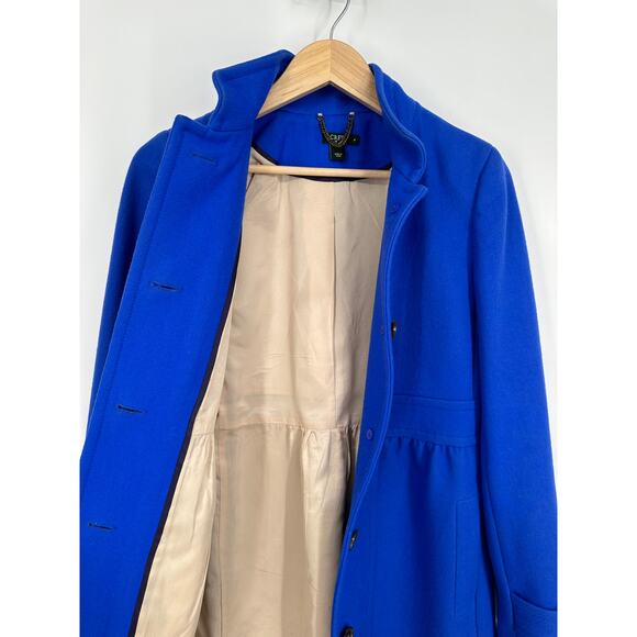 J. Crew Skirted Dress Coat Button Front Long Wool Blend Peacoat Jacket Lady Day - Picture 11 of 12
